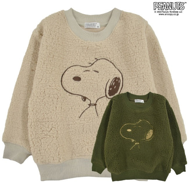 スヌーピー キッズ 刺繍 BIG シルエット トレーナー ボア フリース 長袖 SNOOPY PEANUTS 110 120 130 140 s6324-519