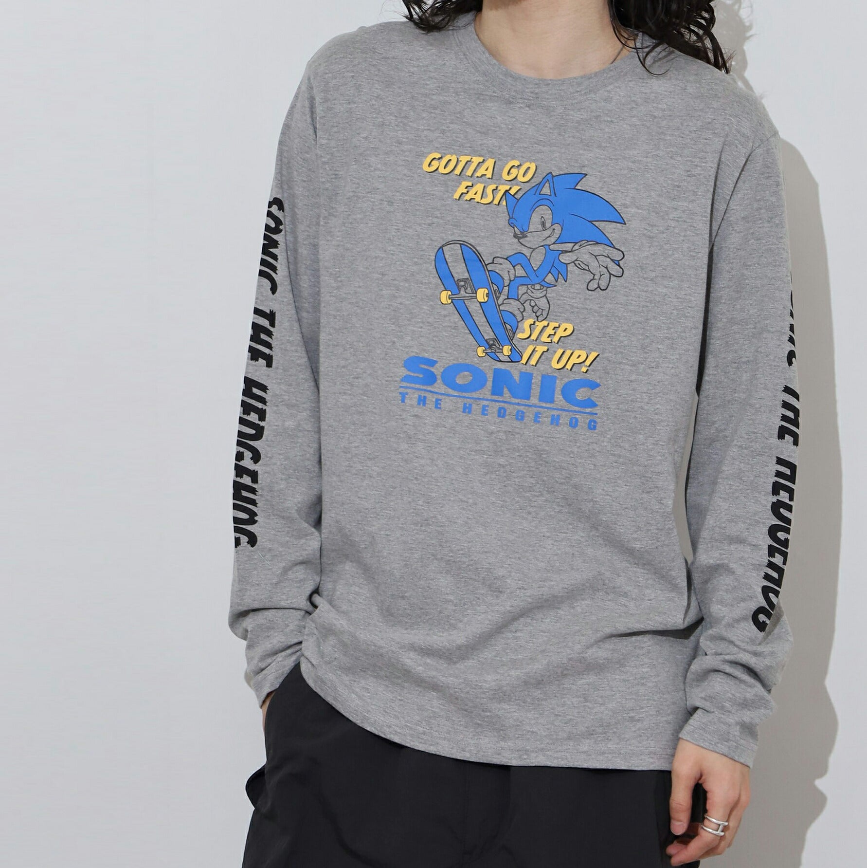 ソニック Tシャツ 長袖 セガ ゲーム  バック プリント 刺繍 スケボー SONIC THE HEDGEHOG sc1251-13