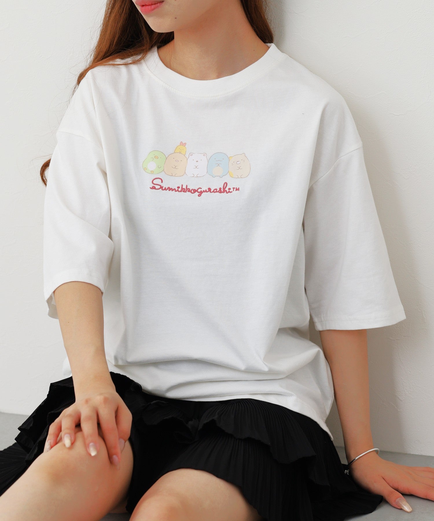 すみっコぐらし レディース 半袖 Tシャツ プリント ロゴ刺繍 ゆったり BIG 天竺 トップス 春夏 サンエックス sumikkogurashi sg2162-42