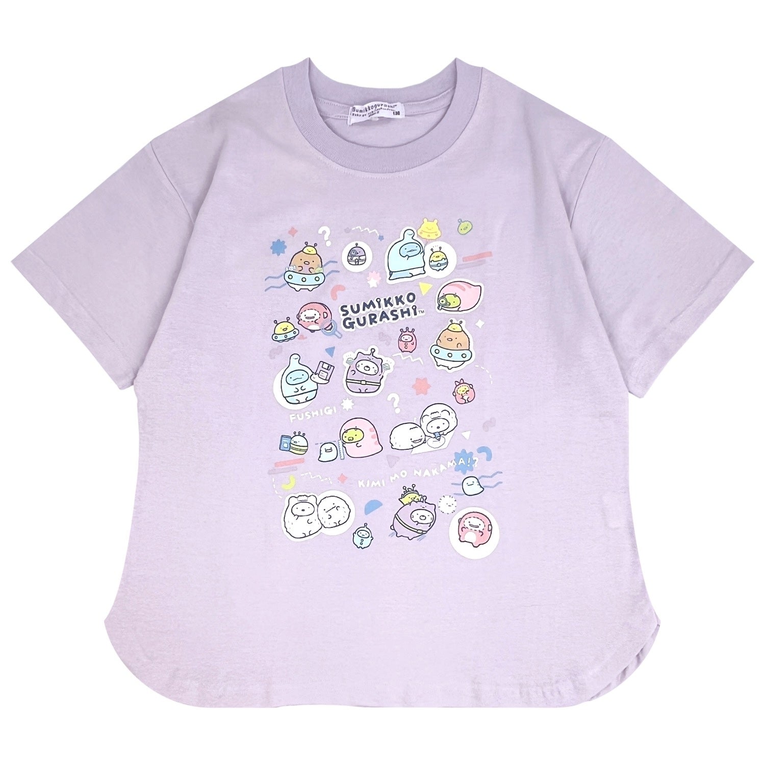 すみっコぐらし キッズ こども 半袖 Tシャツ カットソー 蓄光 プリント ヘムカット 宇宙柄 キャラクター 春夏