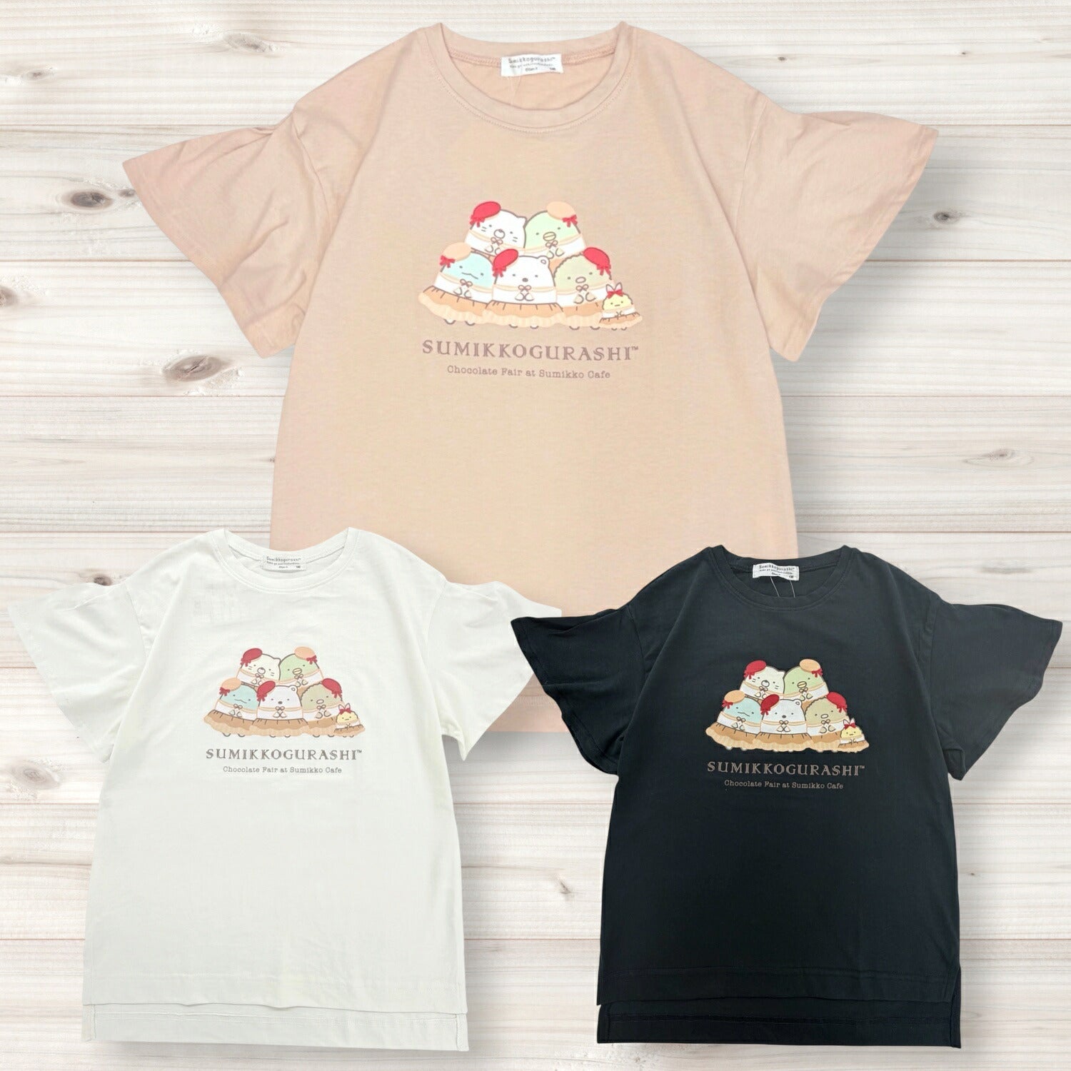 すみっコぐらし キッズ 袖フリル 半袖 Ｔシャツ 子ども 子供服 トップス プリント 天竺 綿 春夏 sumikkogurashi sg7162-36