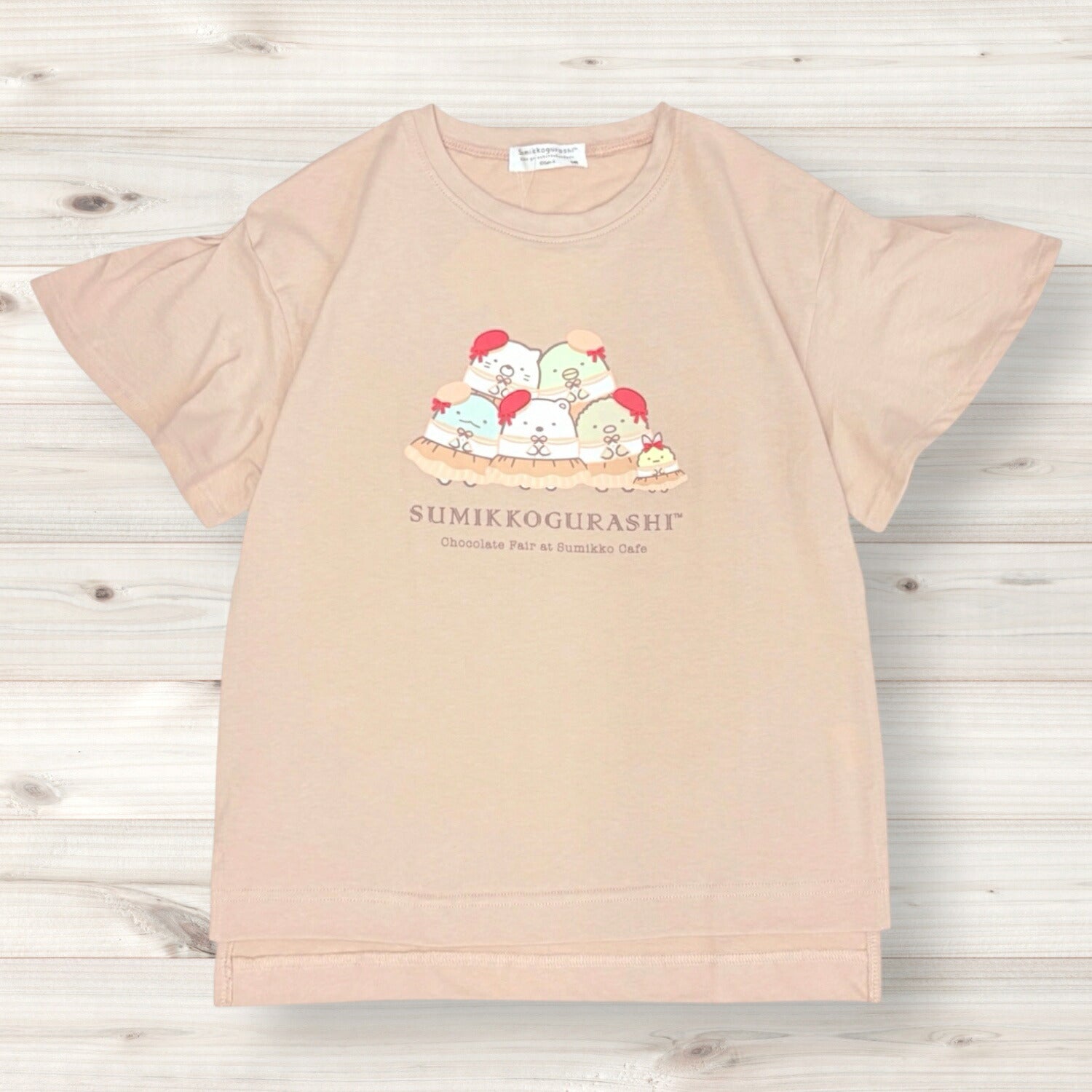 すみっコぐらし キッズ 袖フリル 半袖 Ｔシャツ 子ども 子供服 トップス プリント 天竺 綿 春夏 sumikkogurashi sg7162-36