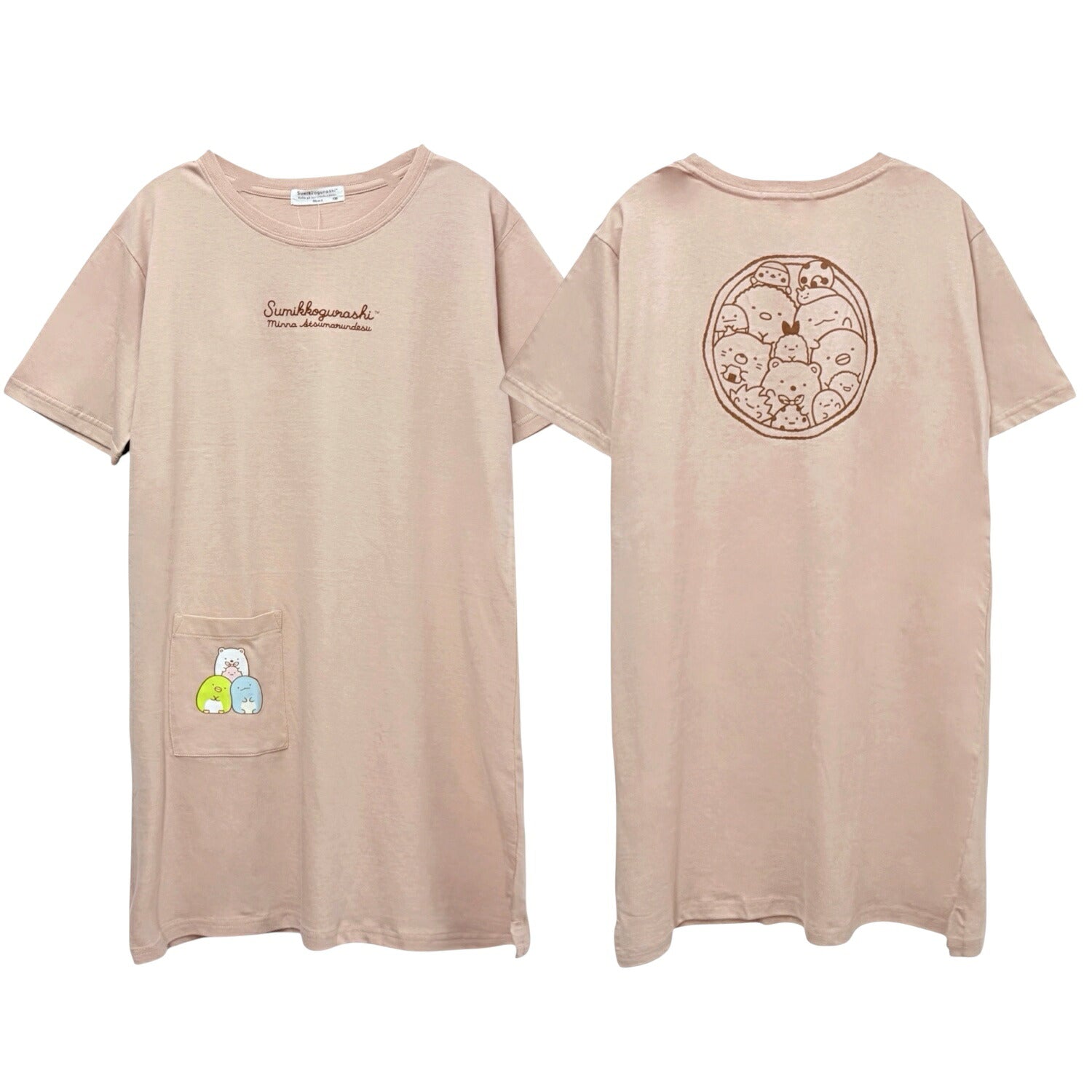 すみっコぐらし キッズ ガールズ スーパービッグ 半袖 Ｔシャツ 子ども 子供服 ワンピース ポケット付き プリント 天竺 綿 春夏 sumikkogurashi sg7762-38