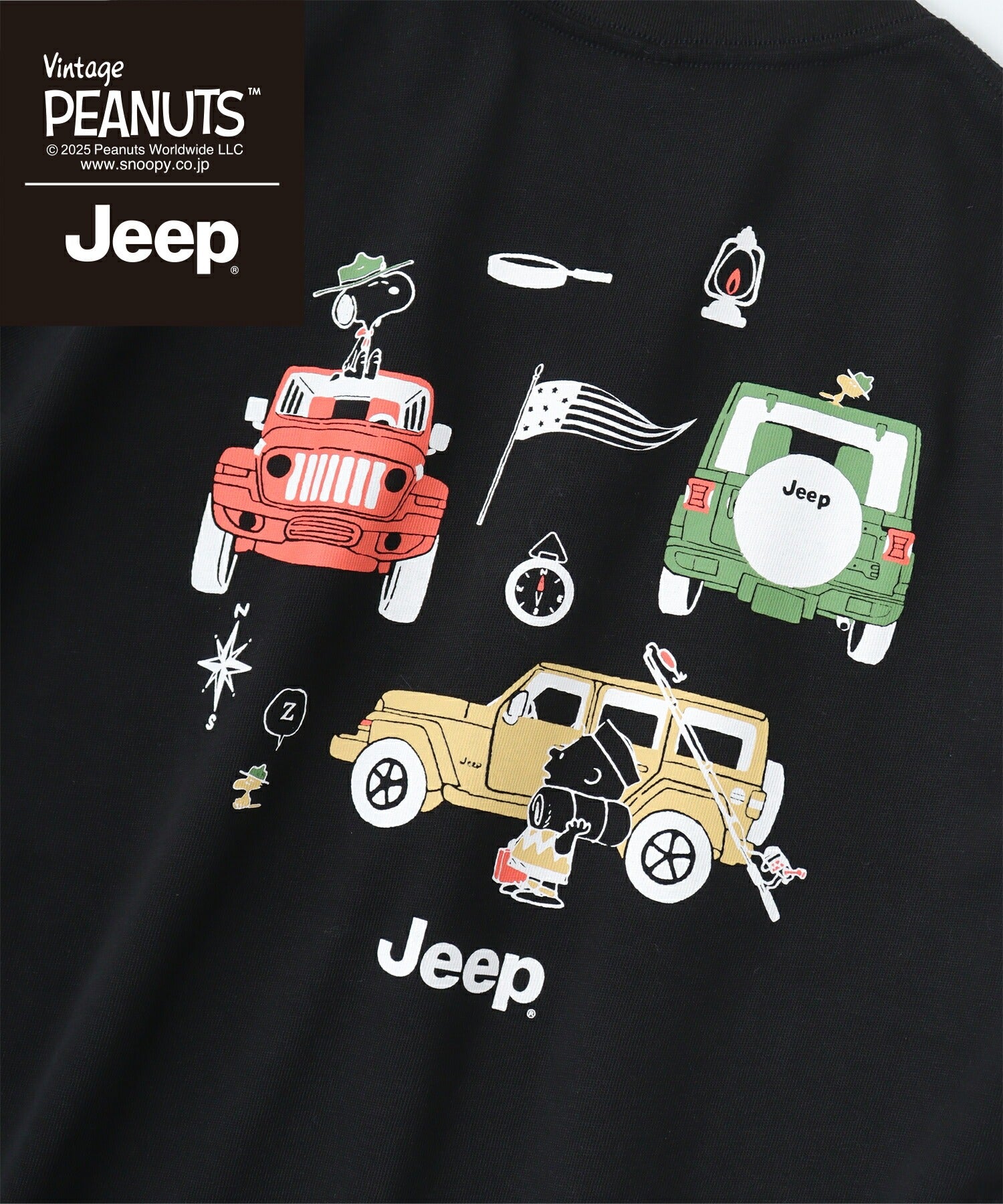 スヌーピー チャーリー・ブラウン ウッドストック Jeep® コラボ Tシャツ 半袖 プリント 刺繍 SNOOPY PEANUTS sjp1143-53