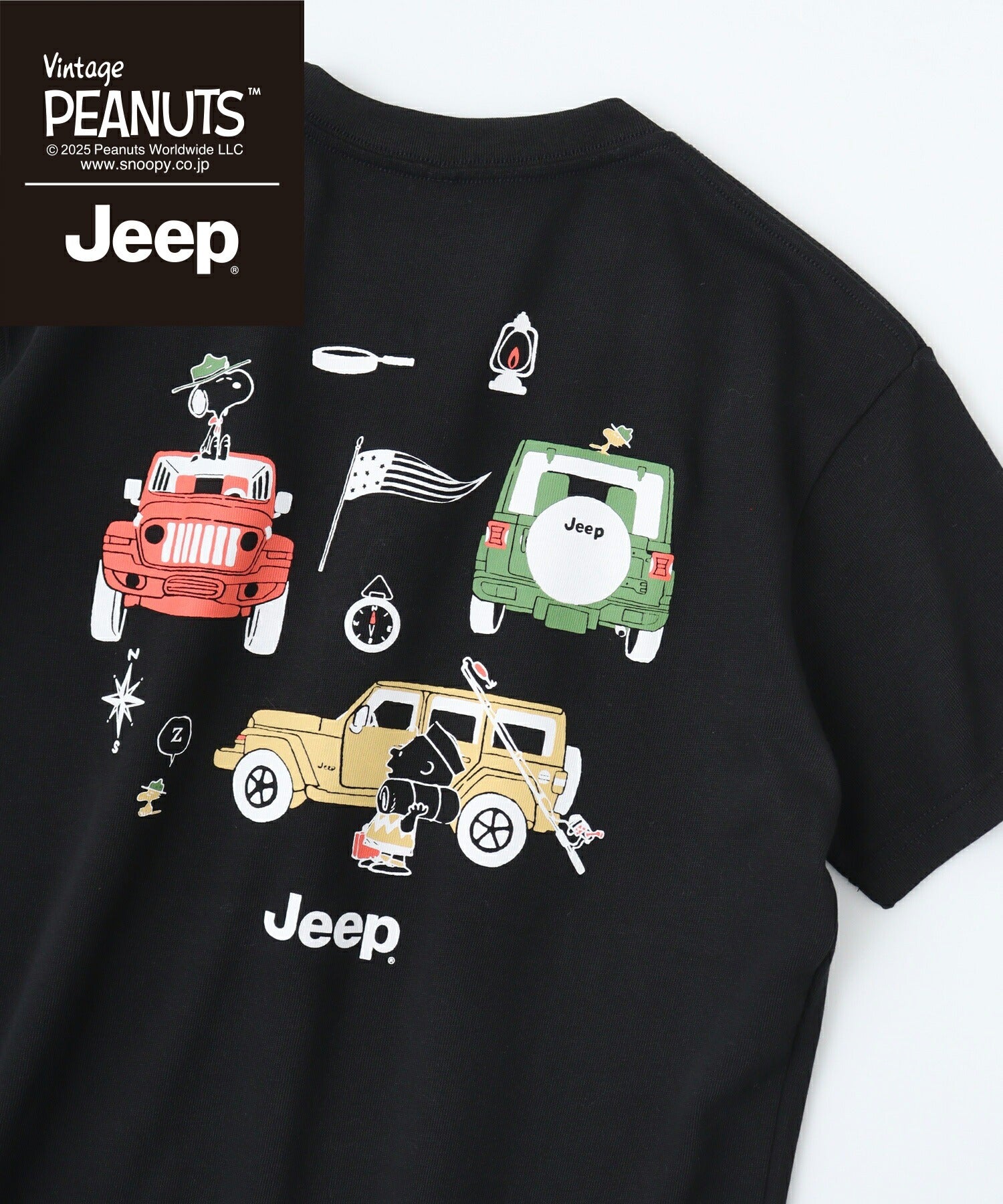 スヌーピー チャーリー・ブラウン ウッドストック Jeep® コラボ Tシャツ 半袖 プリント 刺繍 SNOOPY PEANUTS sjp1143-53