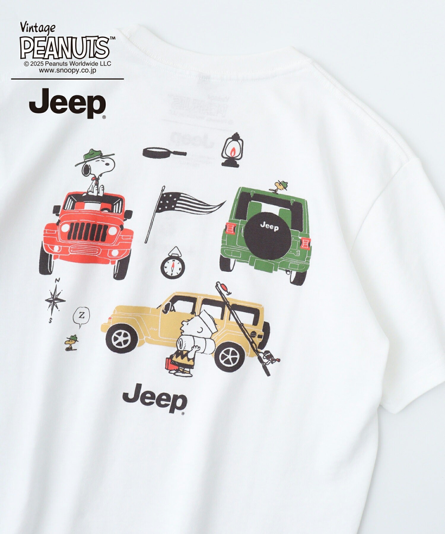 スヌーピー チャーリー・ブラウン ウッドストック Jeep® コラボ Tシャツ 半袖 プリント 刺繍 SNOOPY PEANUTS sjp1143-53