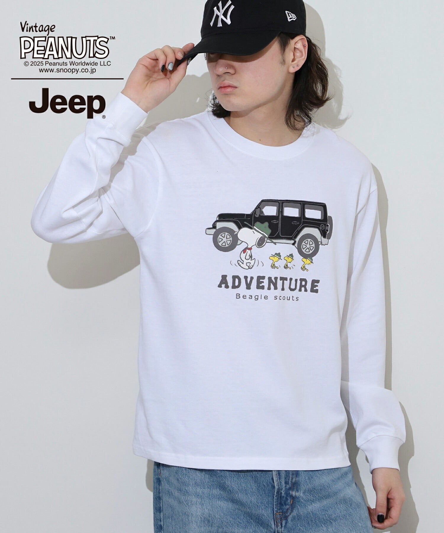 スヌーピー ウッドストック Jeep® コラボ Tシャツ 長袖 プリント ロゴ SNOOPY PEANUTS sjp1243-54