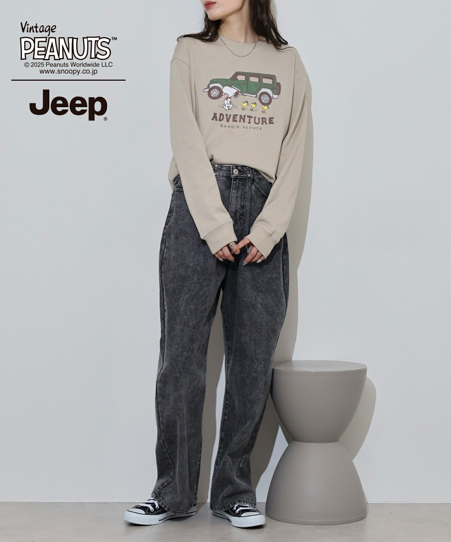 スヌーピー ウッドストック Jeep® コラボ Tシャツ 長袖 プリント ロゴ SNOOPY PEANUTS sjp1243-54