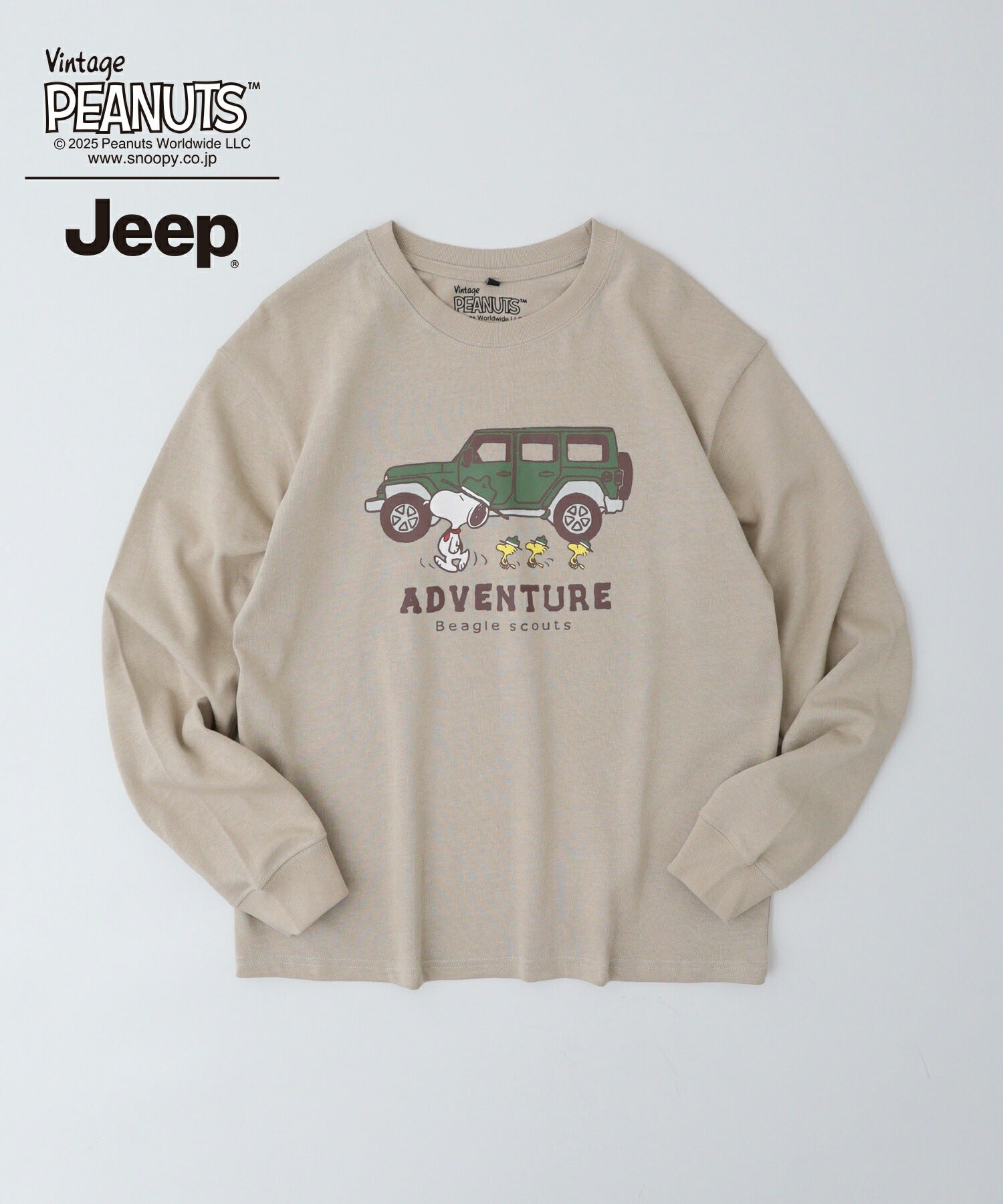 スヌーピー ウッドストック Jeep® コラボ Tシャツ 長袖 プリント ロゴ SNOOPY PEANUTS sjp1243-54