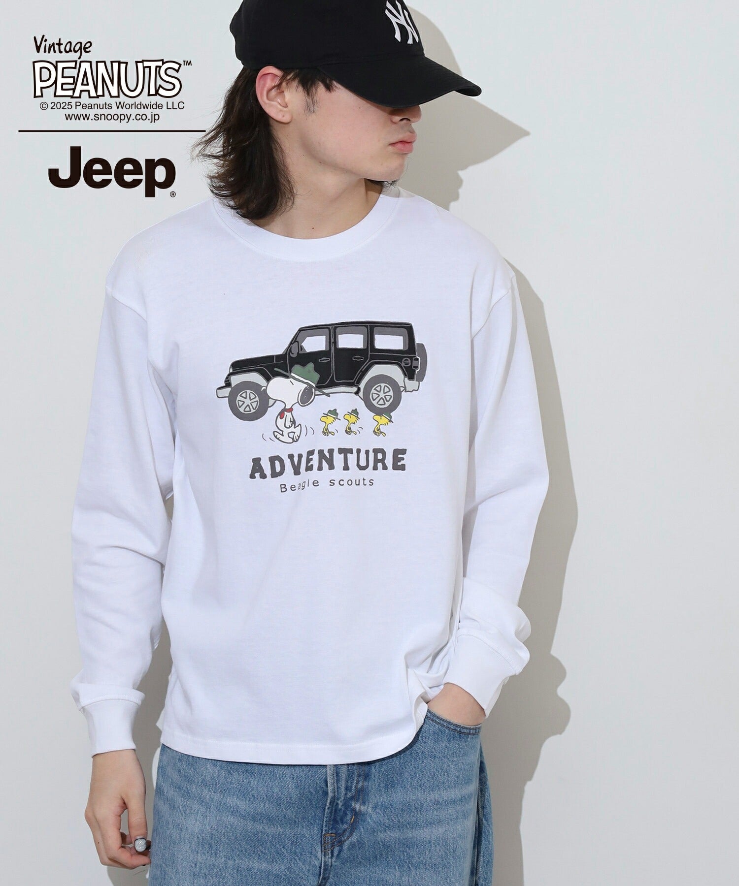 スヌーピー ウッドストック Jeep® コラボ Tシャツ 長袖 プリント ロゴ SNOOPY PEANUTS sjp1243-54