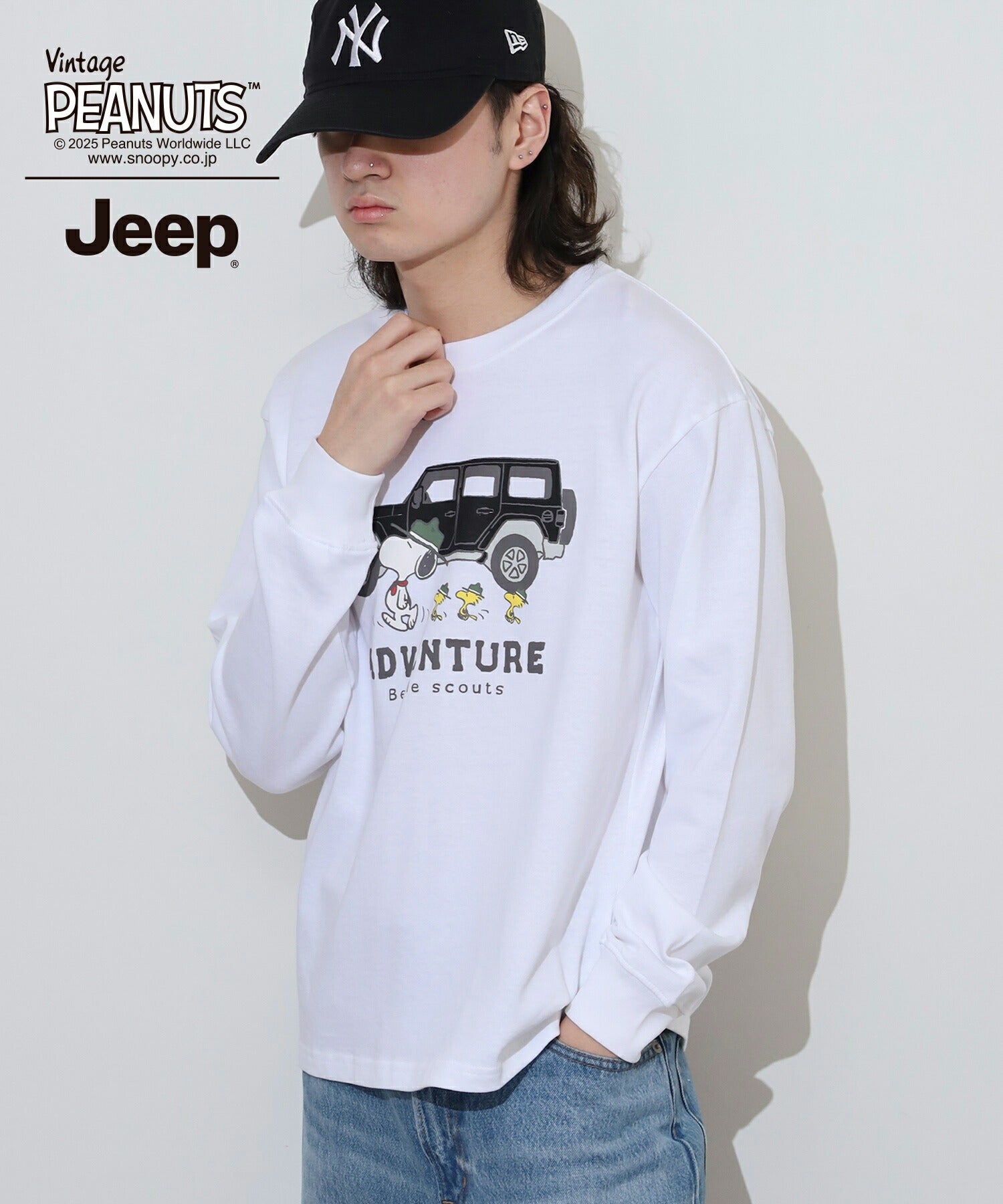スヌーピー ウッドストック Jeep® コラボ Tシャツ 長袖 プリント ロゴ SNOOPY PEANUTS sjp1243-54