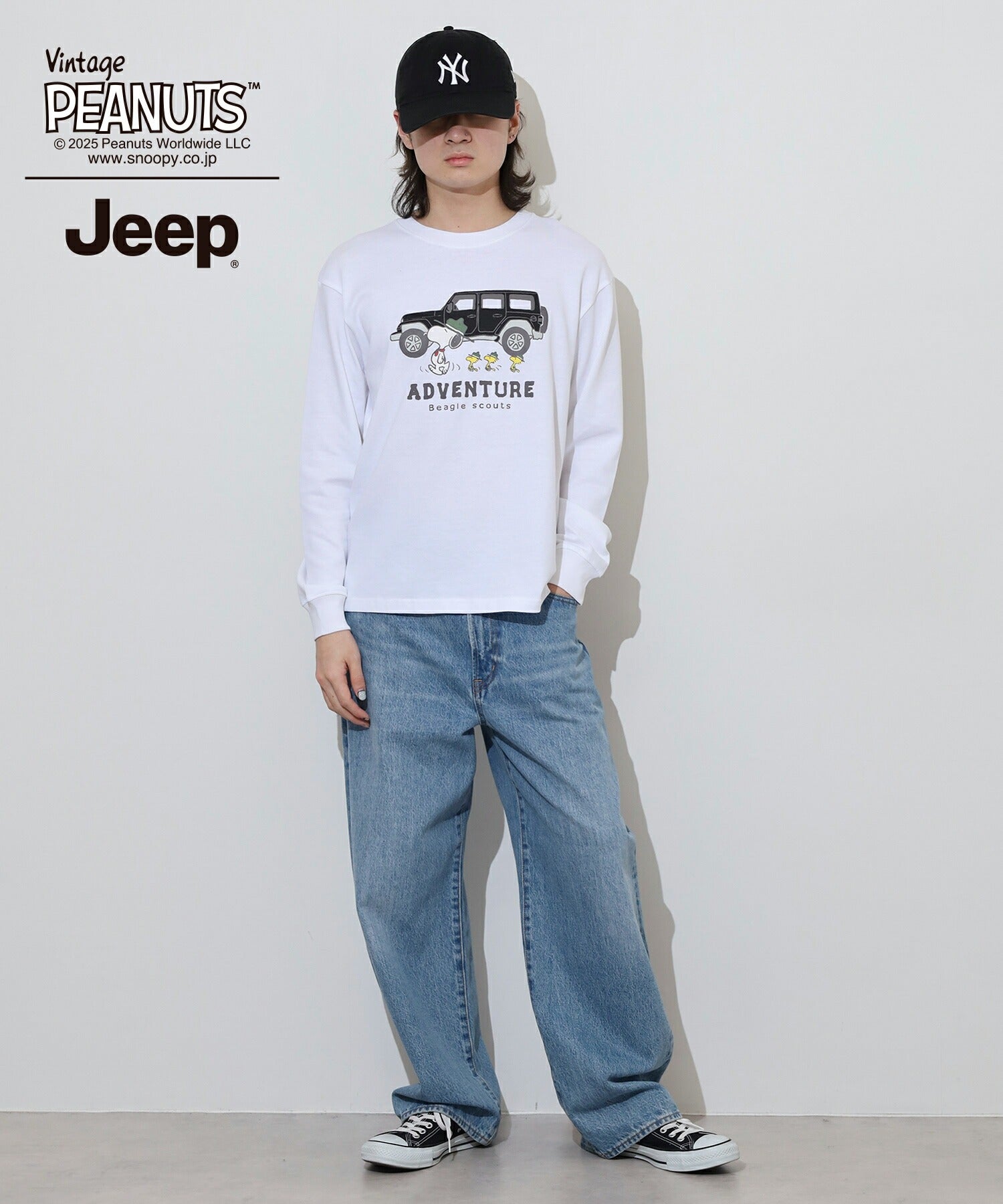 スヌーピー ウッドストック Jeep® コラボ Tシャツ 長袖 プリント ロゴ SNOOPY PEANUTS sjp1243-54