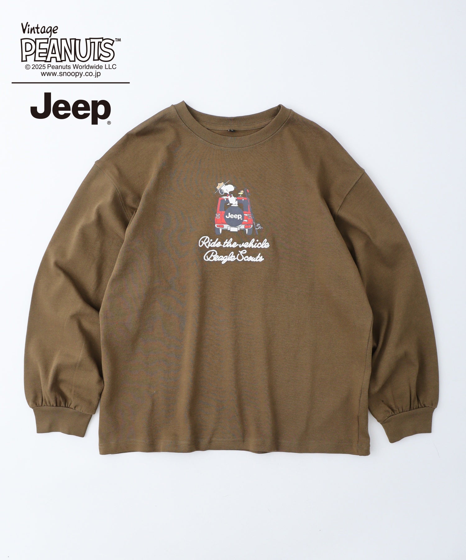 スヌーピー 刺繍  Jeep® コラボ 長袖 ビッグシルエット Tシャツ sjp1243-55