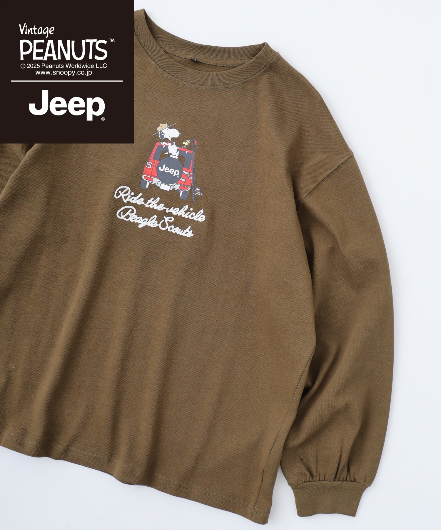 スヌーピー 刺繍  Jeep® コラボ 長袖 ビッグシルエット Tシャツ sjp1243-55