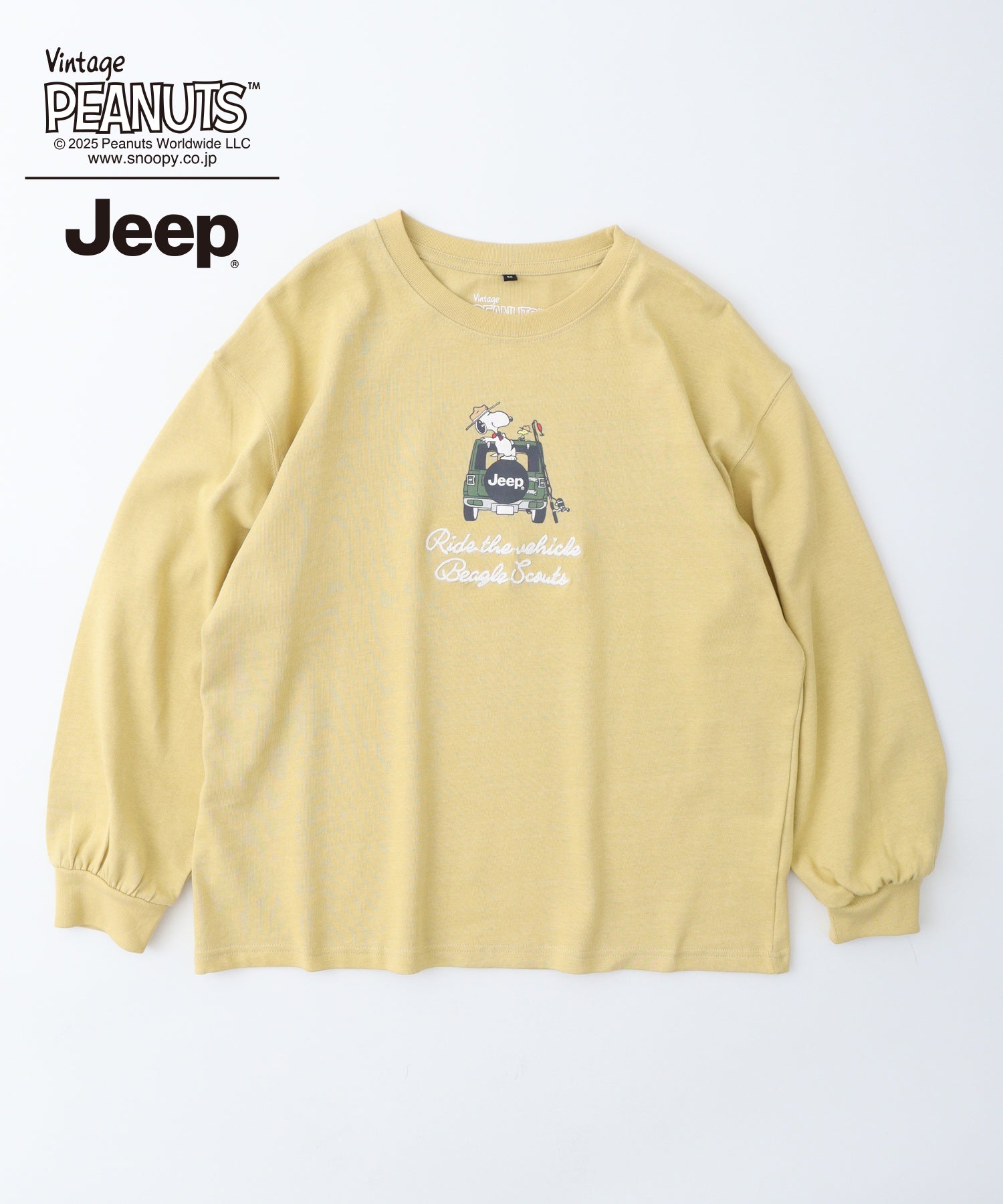 スヌーピー 刺繍  Jeep® コラボ 長袖 ビッグシルエット Tシャツ sjp1243-55