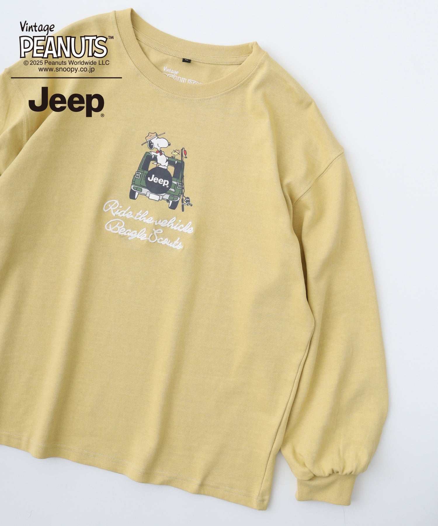 スヌーピー 刺繍  Jeep® コラボ 長袖 ビッグシルエット Tシャツ sjp1243-55