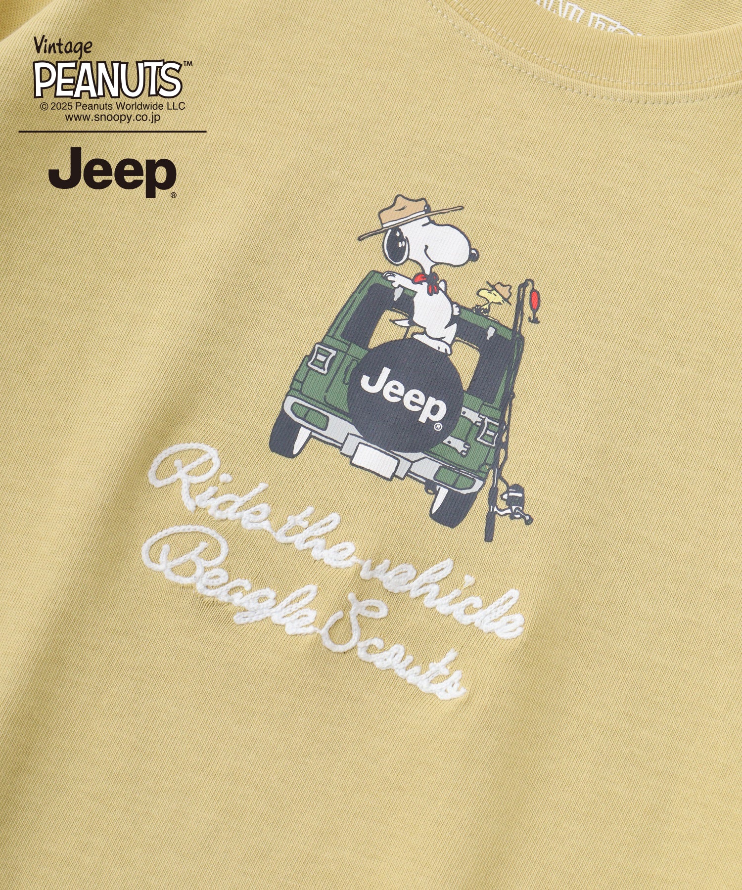 スヌーピー 刺繍  Jeep® コラボ 長袖 ビッグシルエット Tシャツ sjp1243-55