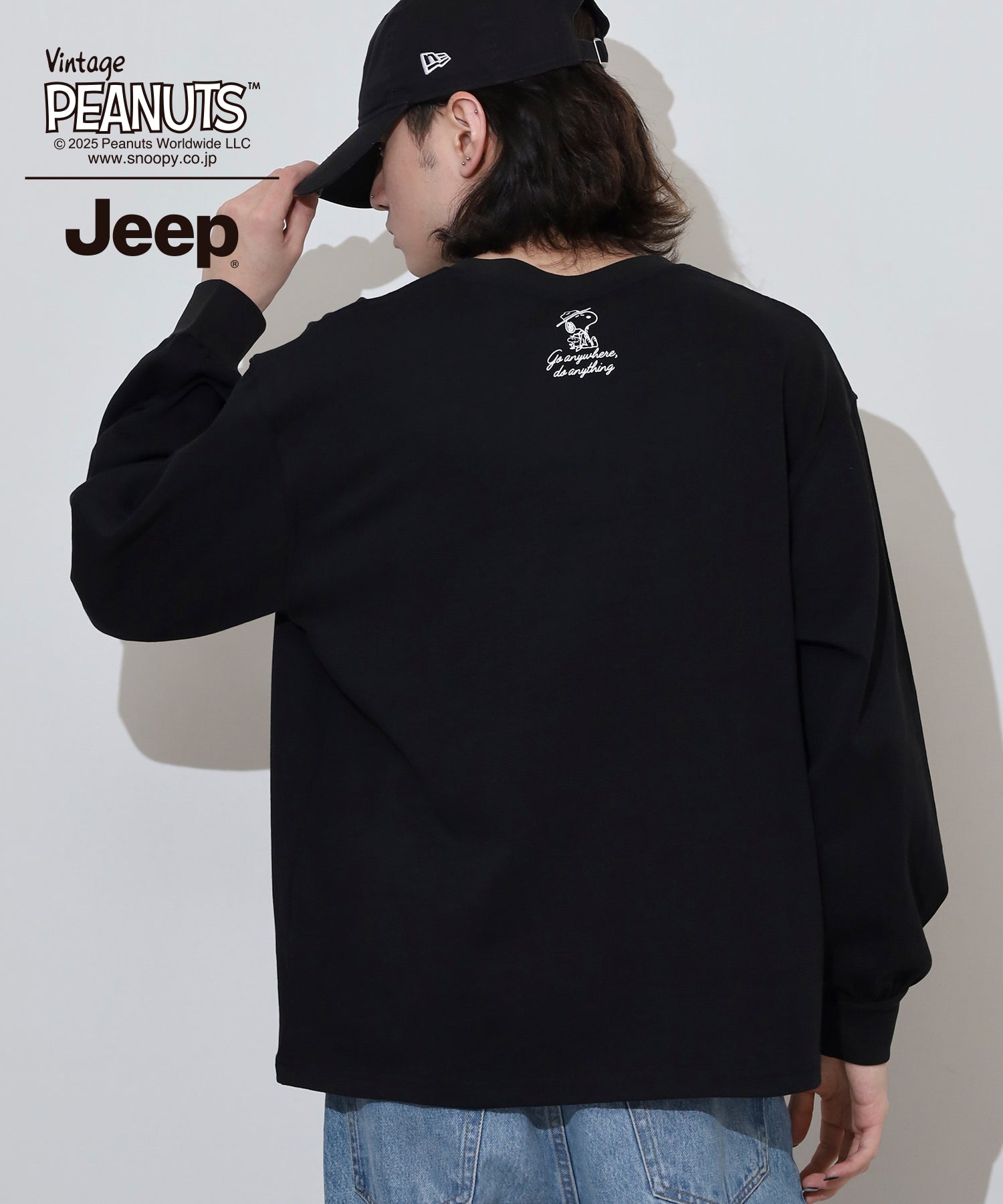 スヌーピー 刺繍  Jeep® コラボ 長袖 ビッグシルエット Tシャツ sjp1243-55