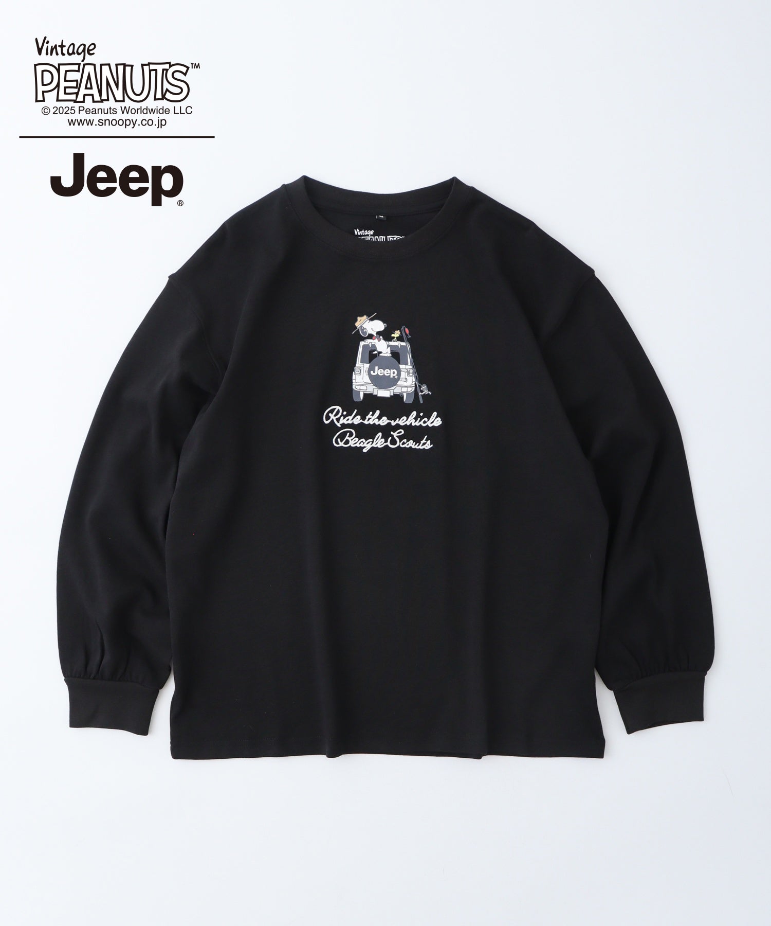 スヌーピー 刺繍  Jeep® コラボ 長袖 ビッグシルエット Tシャツ sjp1243-55