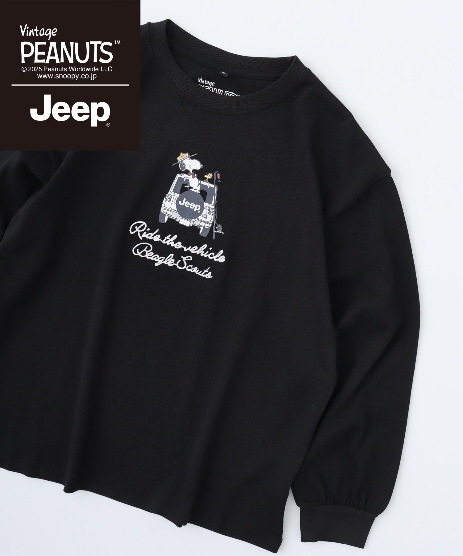 スヌーピー 刺繍  Jeep® コラボ 長袖 ビッグシルエット Tシャツ sjp1243-55