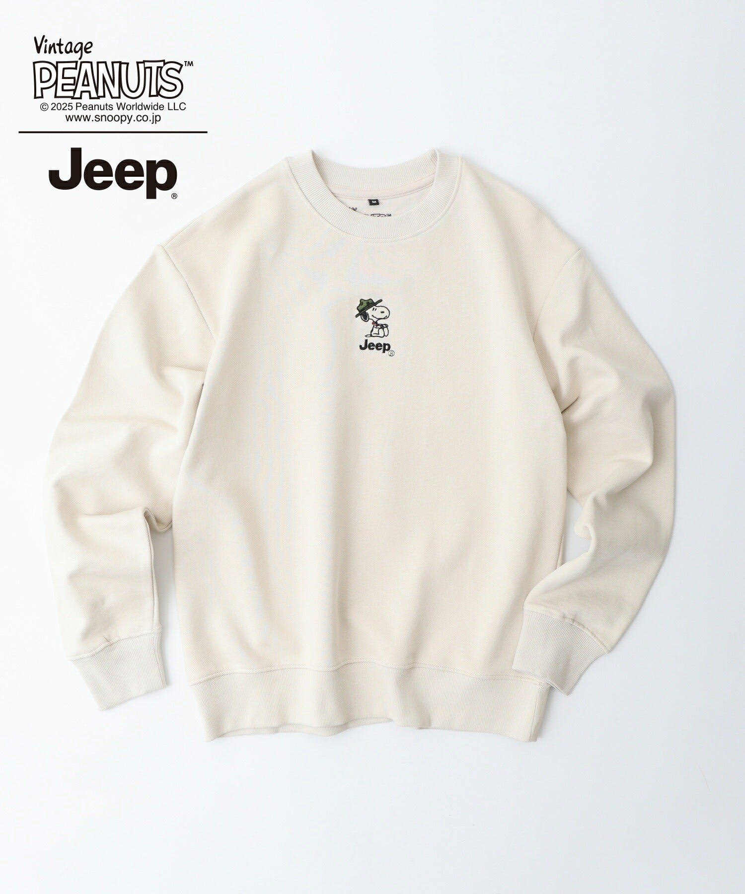 スヌーピー Jeep® コラボ トレーナー 長袖 フォト バックプリント 刺繍 ロゴ SNOOPY PEANUTS sjp1343-59