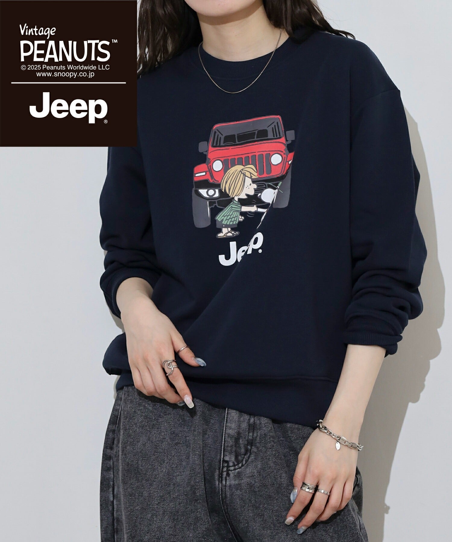 スヌーピー ペパーミントパティ Jeep® トレーナー 長袖 プリント SNOOPY PEANUTS sjp1343-60