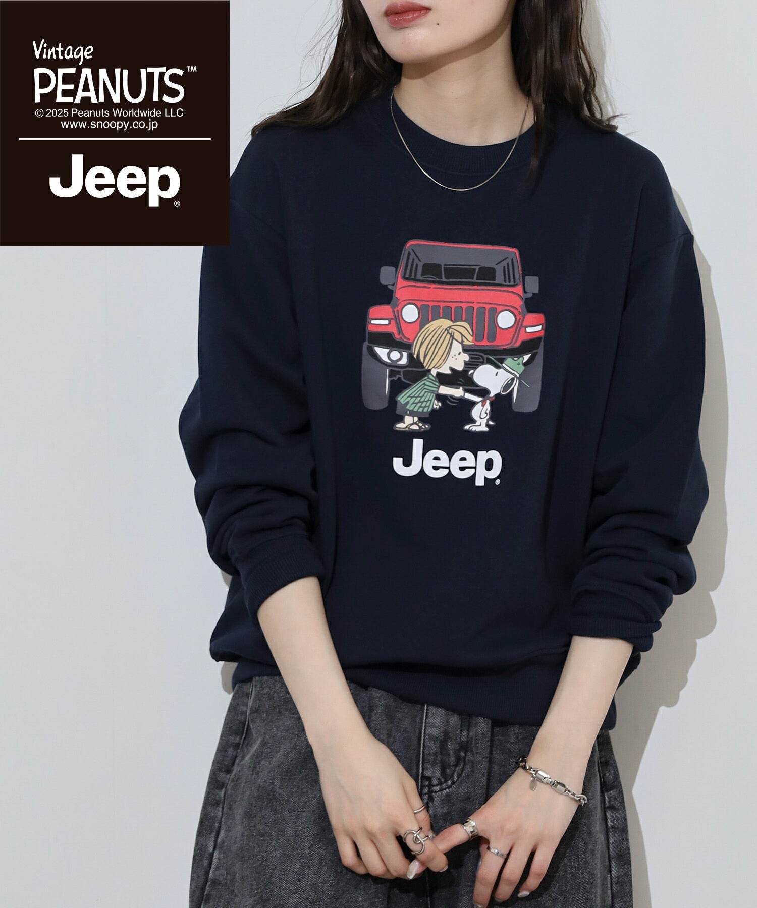 スヌーピー ペパーミントパティ Jeep® トレーナー 長袖 プリント SNOOPY PEANUTS sjp1343-60