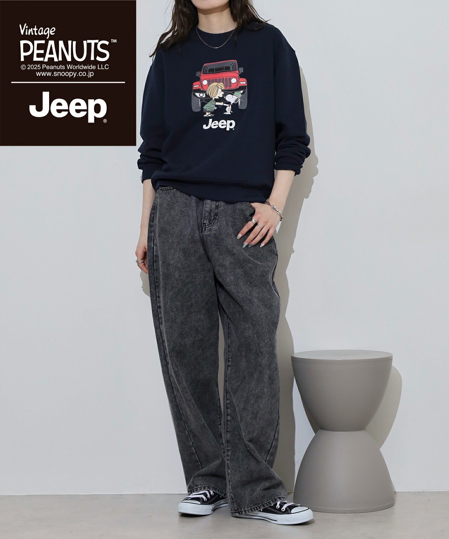 スヌーピー ペパーミントパティ Jeep® トレーナー 長袖 プリント SNOOPY PEANUTS sjp1343-60