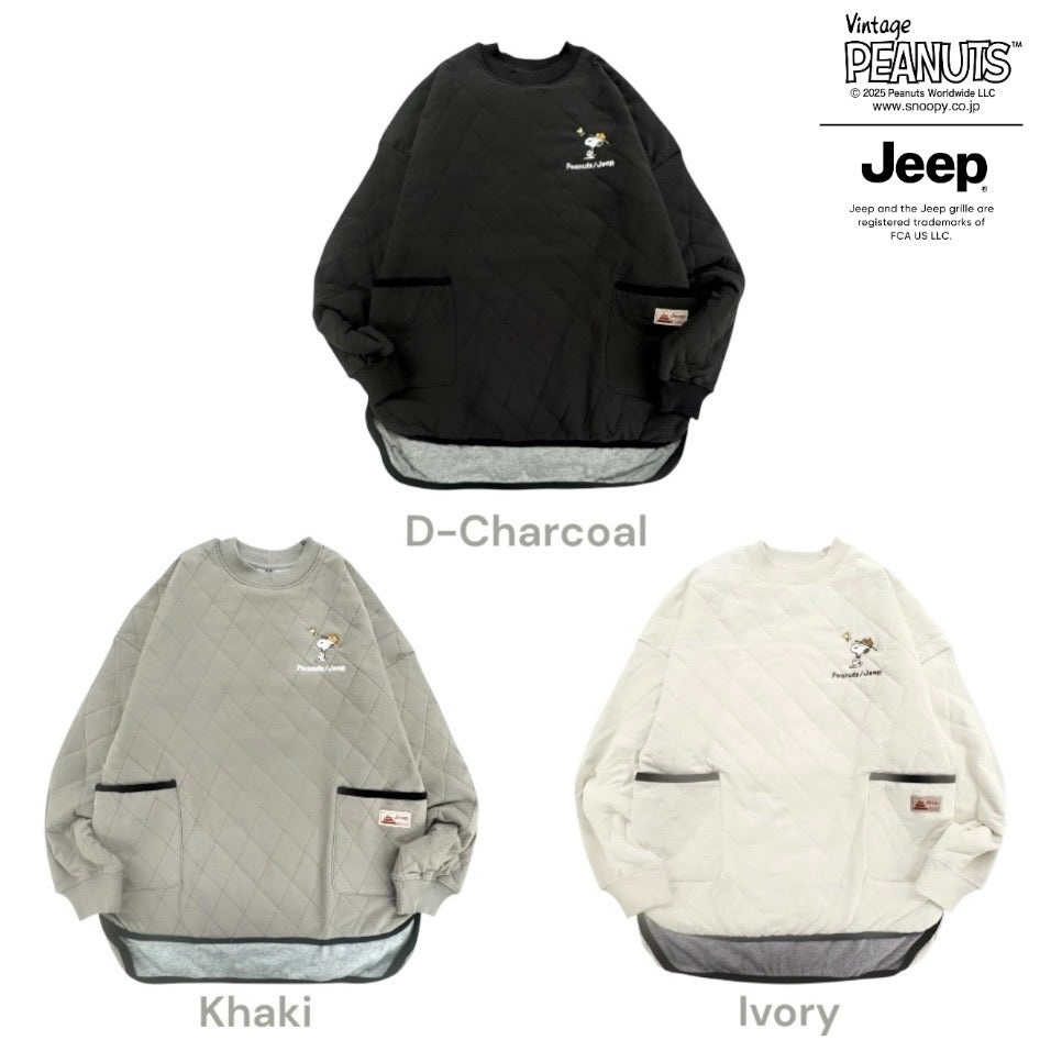 スヌーピー ピーナッツ ジープ  アウトドア 中綿入り キルト トップス トレーナー 長袖 SNOOPY PEANUTS JEEP sjp1344-132