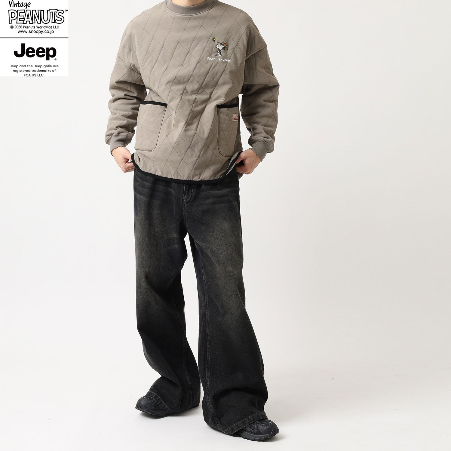 スヌーピー ピーナッツ ジープ  アウトドア 中綿入り キルト トップス トレーナー 長袖 SNOOPY PEANUTS JEEP sjp1344-132