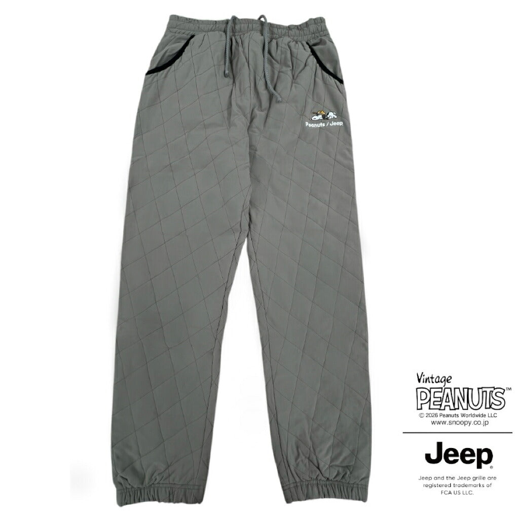 スヌーピー ジープ アウトドア柄 刺繍 中綿 キルトパンツ SNOOPY PEANUTS JEEP sjp1444-133