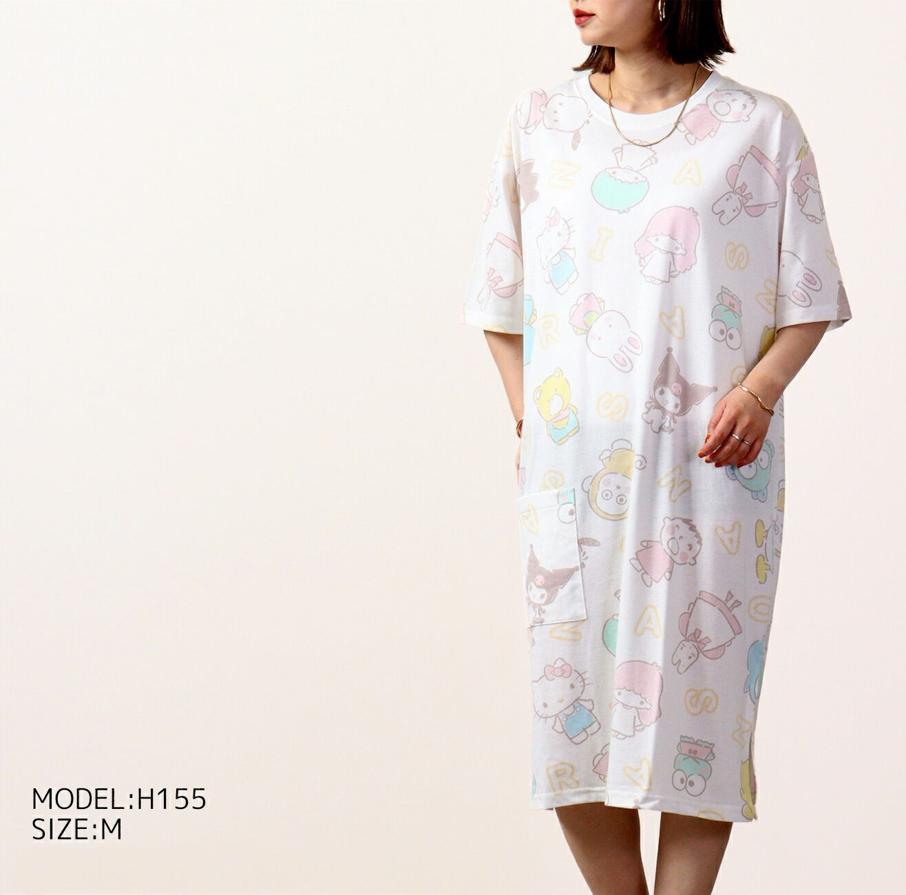サンリオキャラクターズ  総柄 Tシャツ ワンピース sm1132-25