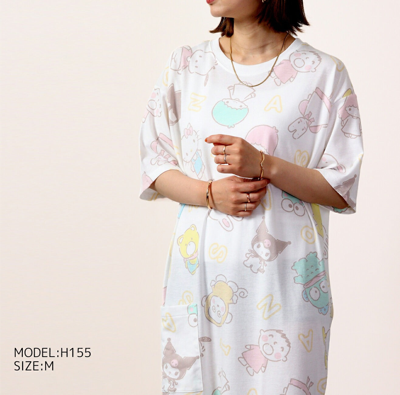 サンリオキャラクターズ  総柄 Tシャツ ワンピース sm1132-25