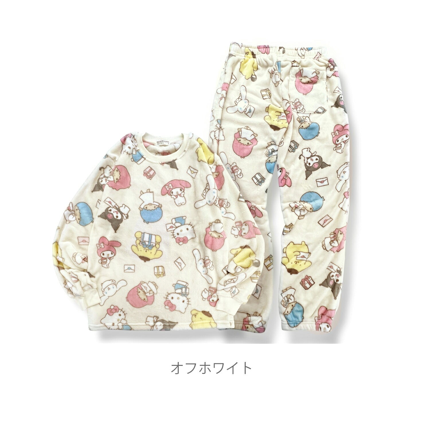 サンリオキャラクターズ 総柄 プリント ボア フリース ルームウェア パジャマ 上下セット sm1654-143