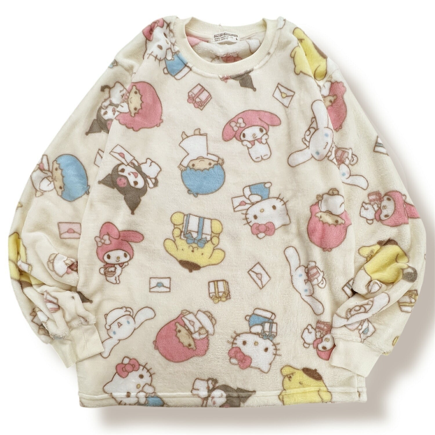 サンリオキャラクターズ 総柄 プリント ボア フリース ルームウェア パジャマ 上下セット sm1654-143