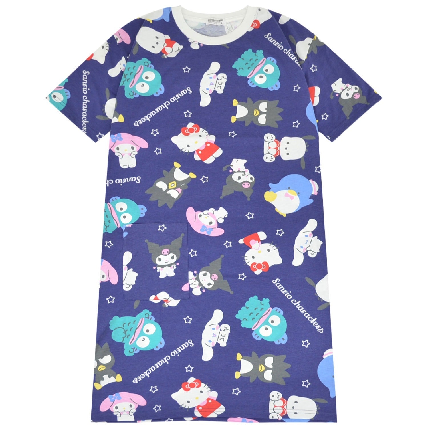 サンリオ キャラクターズ Tシャツ ワンピース 半袖 総柄 部屋着 ルームウェア レディースsm1752-258