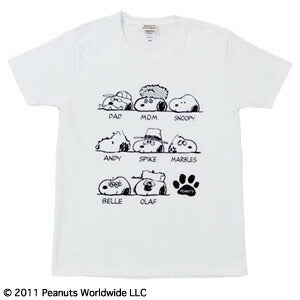 スヌーピー SNOOPY PEANUTS ベル Belle オラフ olaf マーブルス Marbles スパイク Spike アンディ Andy DAD MAM 半袖 家族 family お揃い Tシャツ レディース メンズ 多色展開 綿 ギフト プリント S M L LL　男女兼用sn1-030