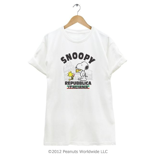 スヌーピー SNOOPY PEANUTS ウッドストック woodstockイタリア ローマ コロッセオ ピザ 半袖 Tシャツ 家族お揃い 多色展開 レディース メンズ S M L LL 綿 ギフト プリント sn1-040