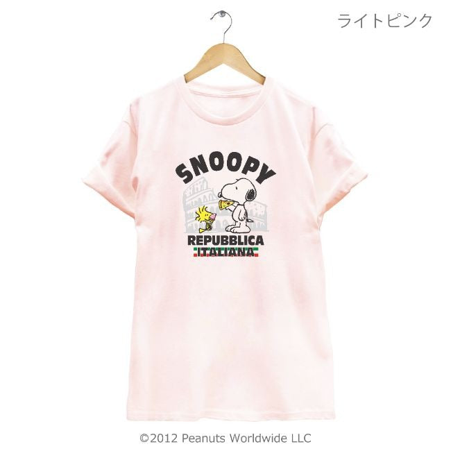 スヌーピー SNOOPY PEANUTS ウッドストック woodstockイタリア ローマ コロッセオ ピザ 半袖 Tシャツ 家族お揃い 多色展開 レディース メンズ S M L LL 綿 ギフト プリント sn1-040