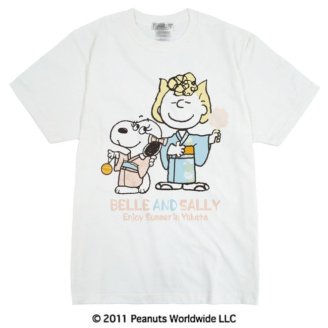 スヌーピー SNOOPY PEANUTS ベル Belle サリー Sally半袖 Tシャツ 浴衣 夏 Summer 祭り 女子会 家族お揃い 多色展開 レディース メンズ S M L LL 綿 ギフト プリント　男女兼用 sn1-068