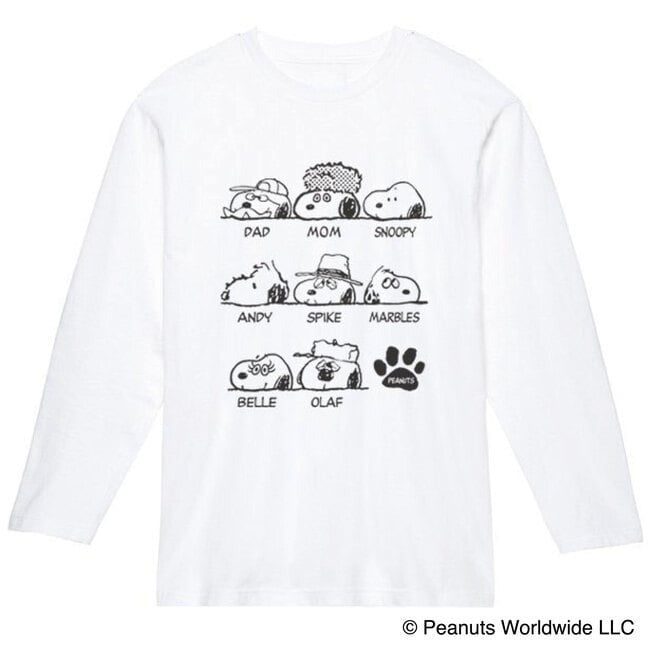 SNOOPY ファミリー 長袖 Ｔシャツ メンズ レディースS M L LL ホワイト 杢グレー ブルー イエロー ピンク sn2-030dm