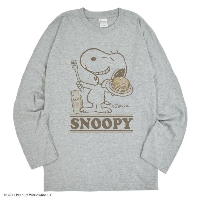 スヌーピー　長袖　Tシャツ　メンズ レディース ユニセックスサイズ S M L LL ホットケーキ　プリント sn2-054dm