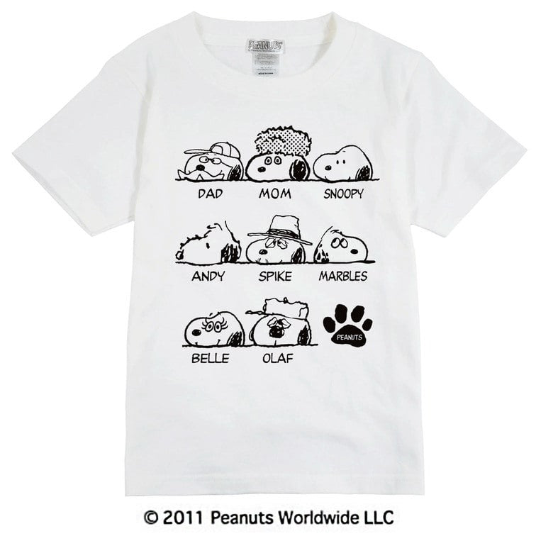 スヌーピー SNOOPY PEANUTS ベル Belle オラフ olaf マーブルス Marbles スパイク Spike アンディ Andy DAD MAM 半袖 家族 familyTシャツ 多色展開 子供 KIDS 110 120 130 140 150 綿 プリント sn6-030