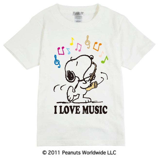 スヌーピー 音楽 楽器 演奏 音符 半袖Ｔシャツ キッズ 子供服 110 130 150 sn6-041