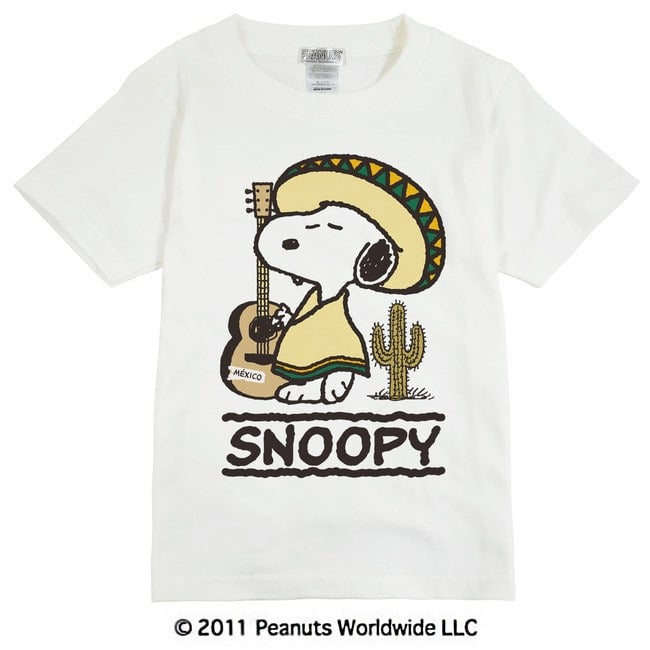 スヌーピー SNOOPY PEANUTS メキシコ 民族衣装 マリアッチ サボテン ギター 半袖 Tシャツ 家族お揃い 多色展開 子供 KIDS 110 120 130 140 150 綿 ギフト プリント sn6-055