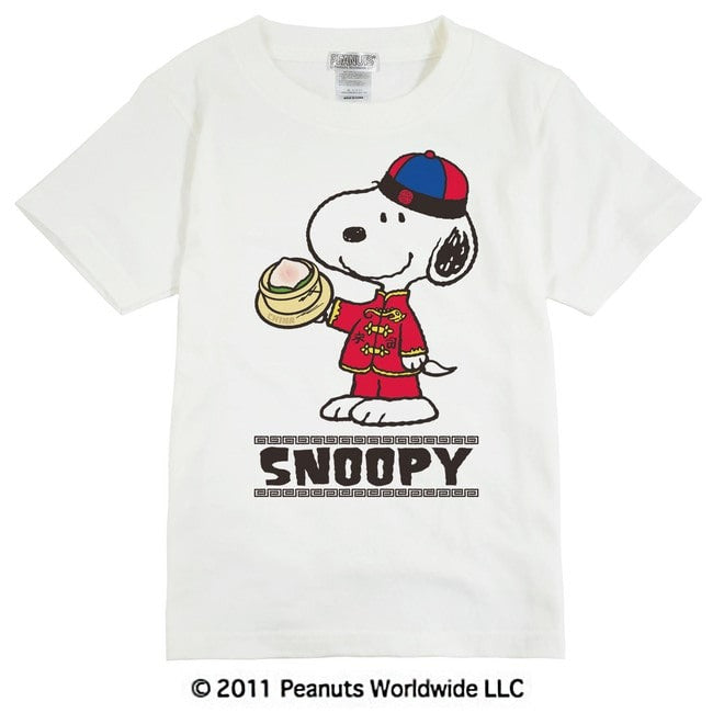 スヌーピー SNOOPY PEANUTS 中国 CHINA チャイナ カンフー 飲茶 半袖 Tシャツ 家族お揃い 多色展開 子供 KIDS 110 120 130 140 150 綿 ギフト プリント 親子 sn6-060