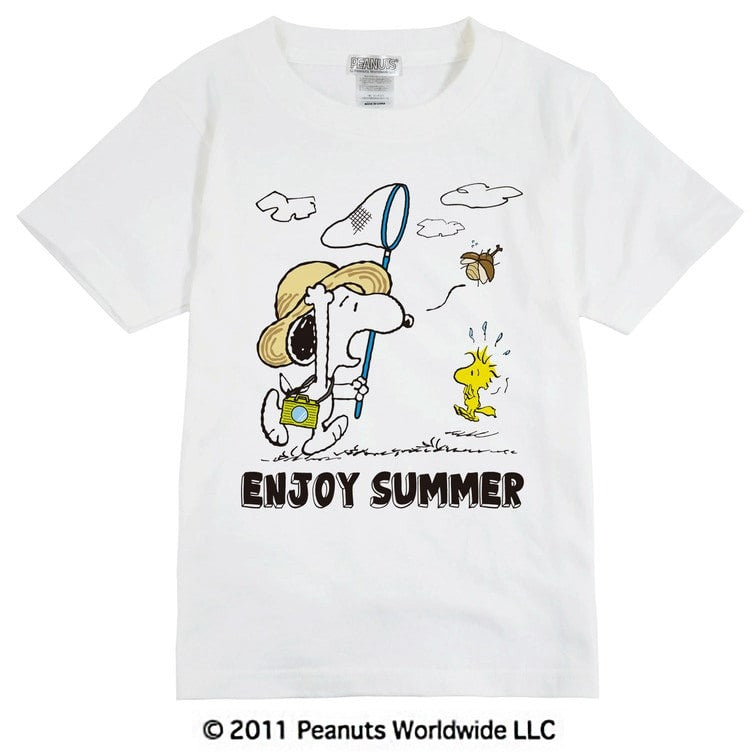 スヌーピー SNOOPY PEANUTS ウッドストック woodstock　半袖 Tシャツ 夏 Summer カブトムシ 麦わら帽子 多色展開 家族お揃い 子供 KIDS 110 120 130 140 150 綿 ギフト プリント sn6-067