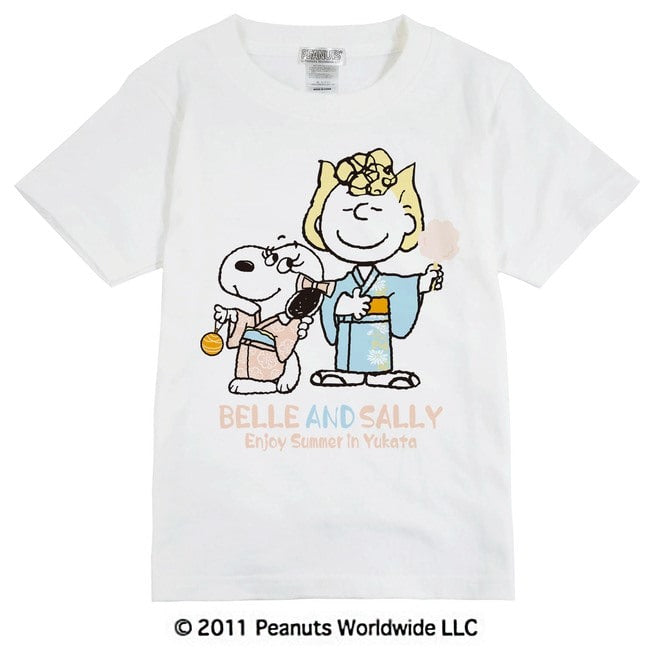 スヌーピー SNOOPY PEANUTS ベル Belle サリー Sally半袖 Tシャツ 浴衣 夏 Summer 祭り 女子会 家族お揃い　多色展開 子供 KIDS 110 120 130 140 150 綿 ギフト プリント sn6-070