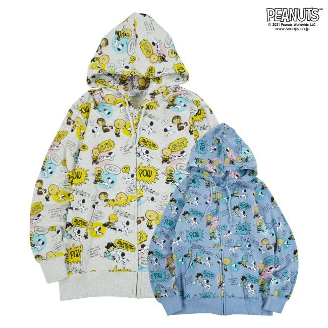 スヌーピー パーカー  総柄 裏起毛 ZIP 冬 PEANUTS フード SNOOPY 長袖 sp-397