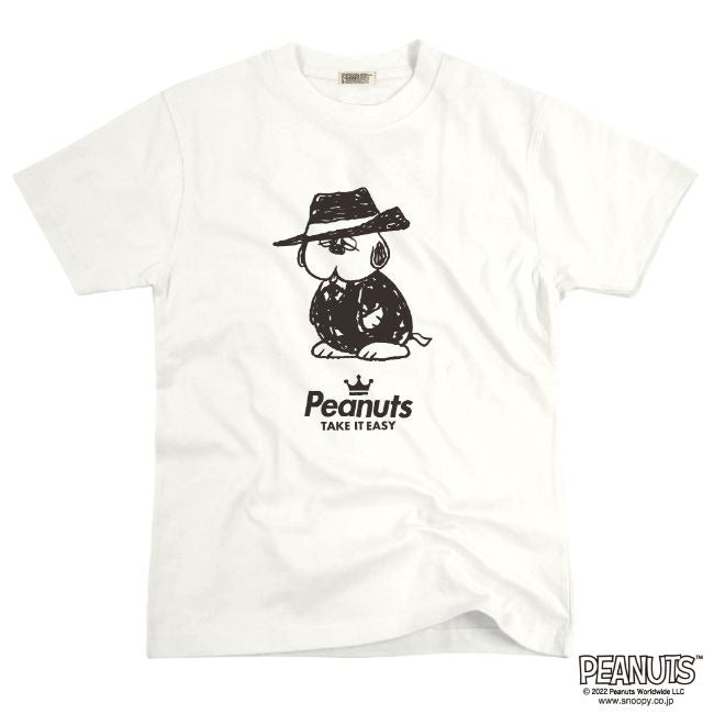オラフ 黒服 スーツ 半袖 Tシャツ 当店 限定 デザイン スヌーピー SNOOPY ピーナッツ カジュアル アメカジ プリント S M L LL 3L 4L spc-mib_02